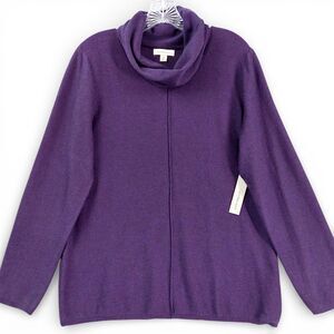 Calvin Klein Jeans Sweater Womens Sz XL Purple Cowl Neck Soft Cozy Minimalist